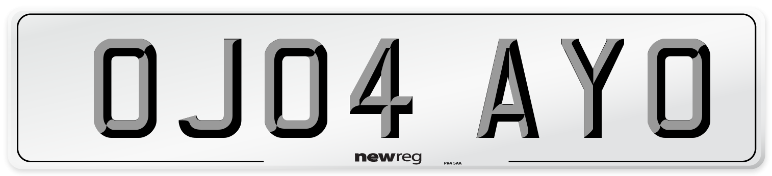 OJ04 AYO Number Plate from New Reg